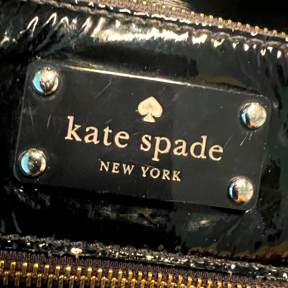 Kate Spade black patent leather cross body purse